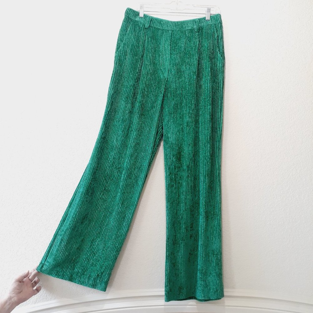 Maliparmi Green Velvet Wide-Leg Trousers